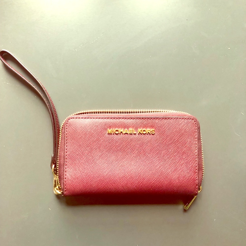 Michael Kors wallet wristlet - burgundy and gold